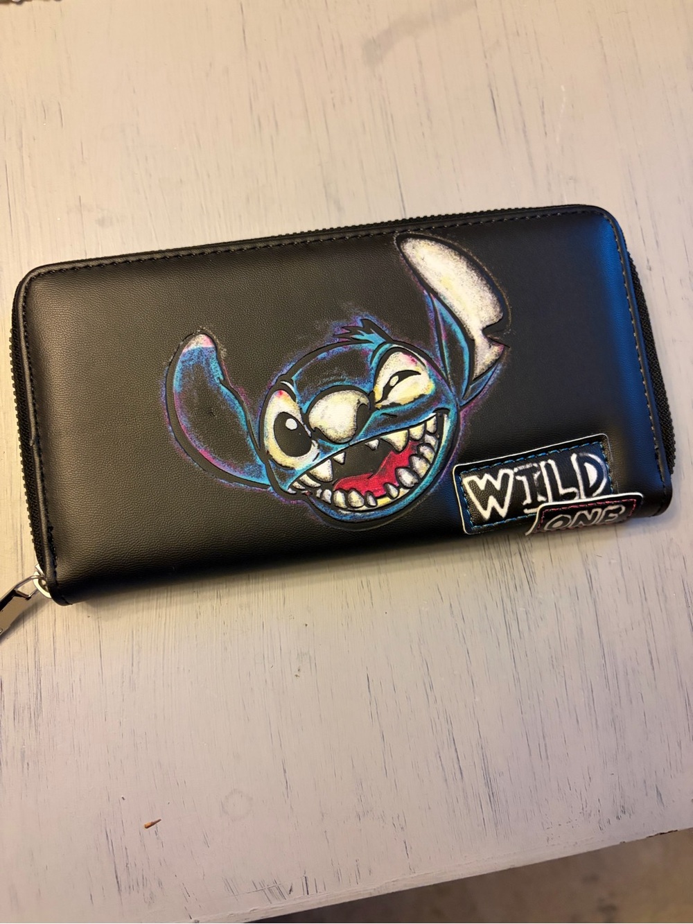Disney Black Wallet with Colorful Stitch Graphic